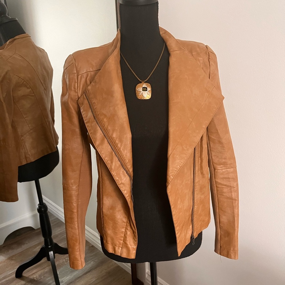 C. Luce Brown Faux Leather Jacket